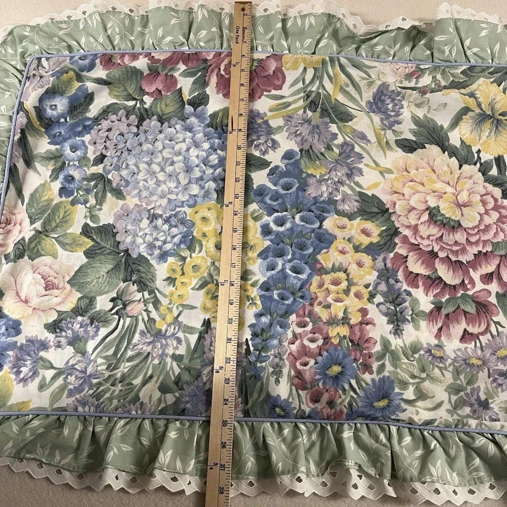 Glynda Turley's Flower‎ Garden 3 Pillow Shams King Eyelet Ruffle Cottage Shabby